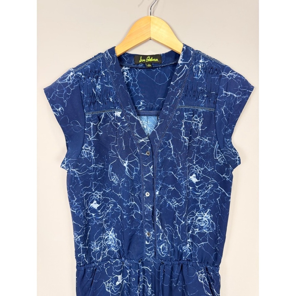 Sam Edelman Blue Floral Print Sleeveless Wide Leg Jumpsuit Women's Size‎ 4 - Picture 2 of 12